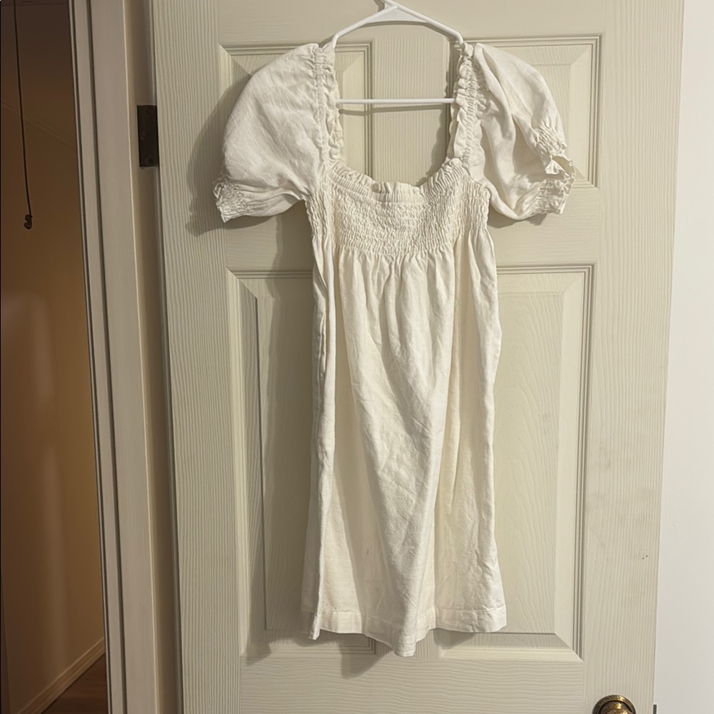 Faherty Cream Smocked Dress